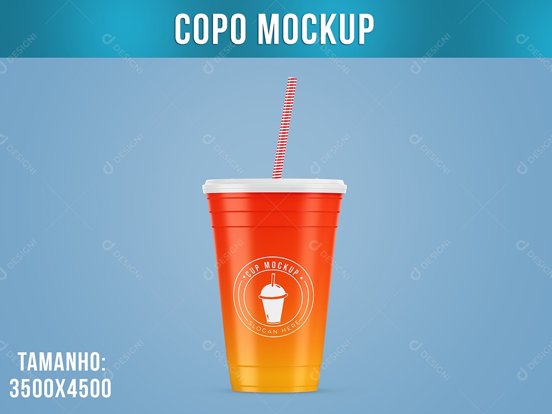 Copo Mockup Canudo PSD Editável