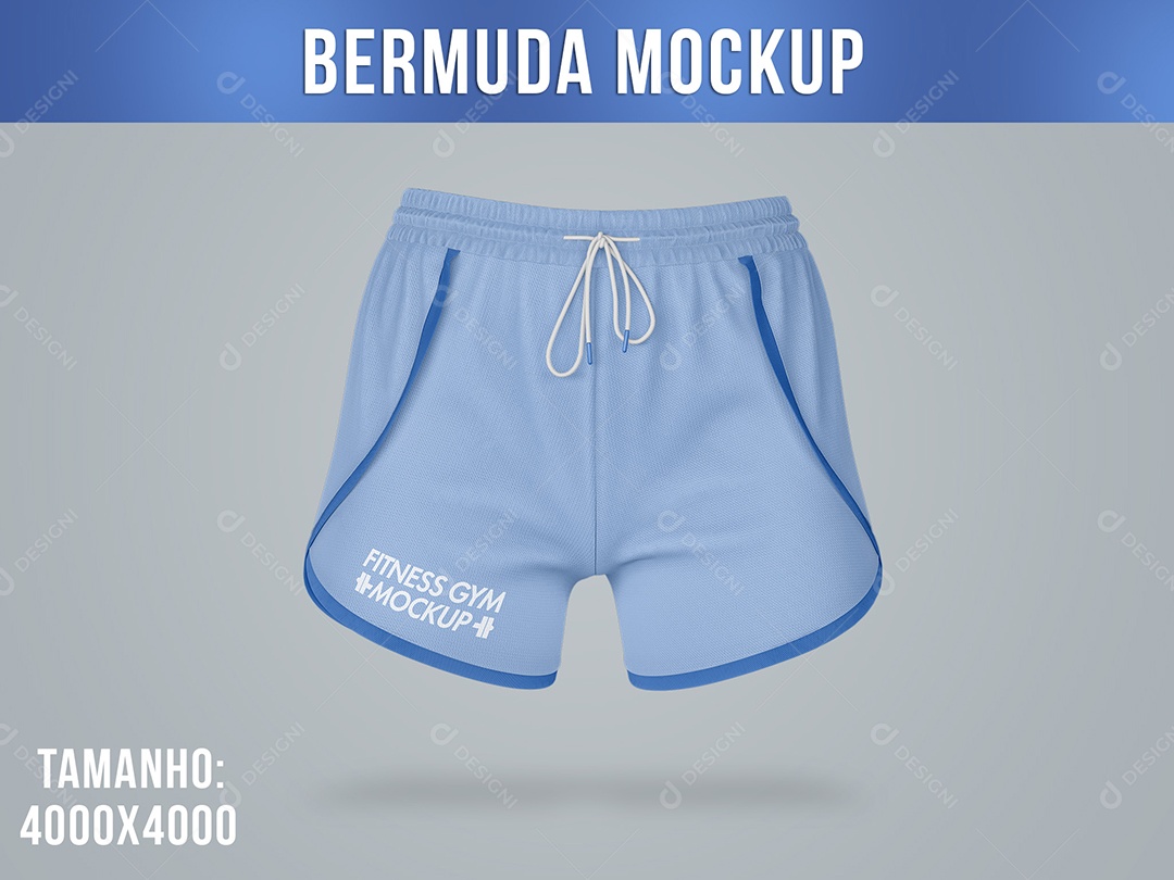 Bermuda Shorts Mockup Feminina Fitness PSD Editável