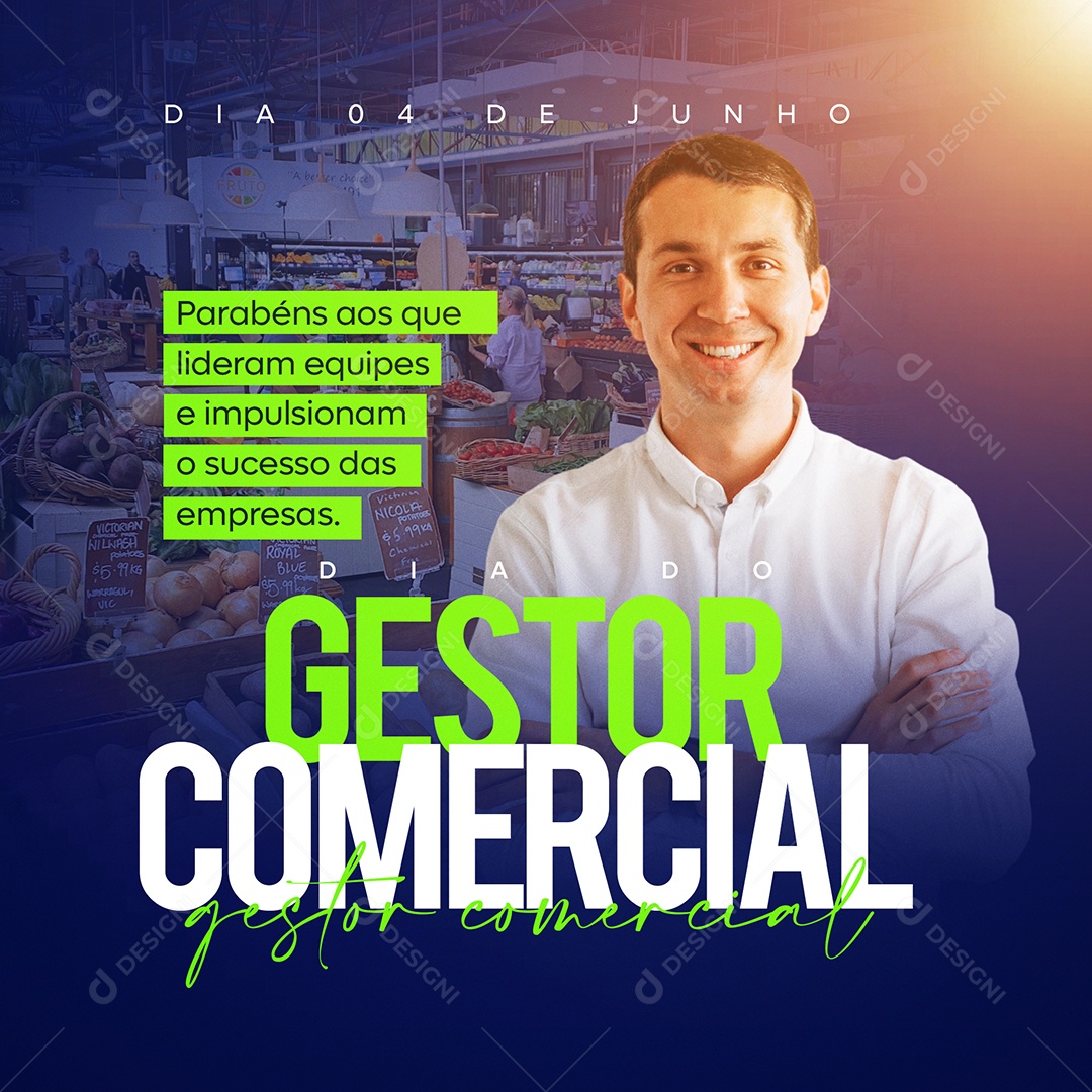 Social Media Dia Do Gestor Comercial Lideram Equipes PSD Editável