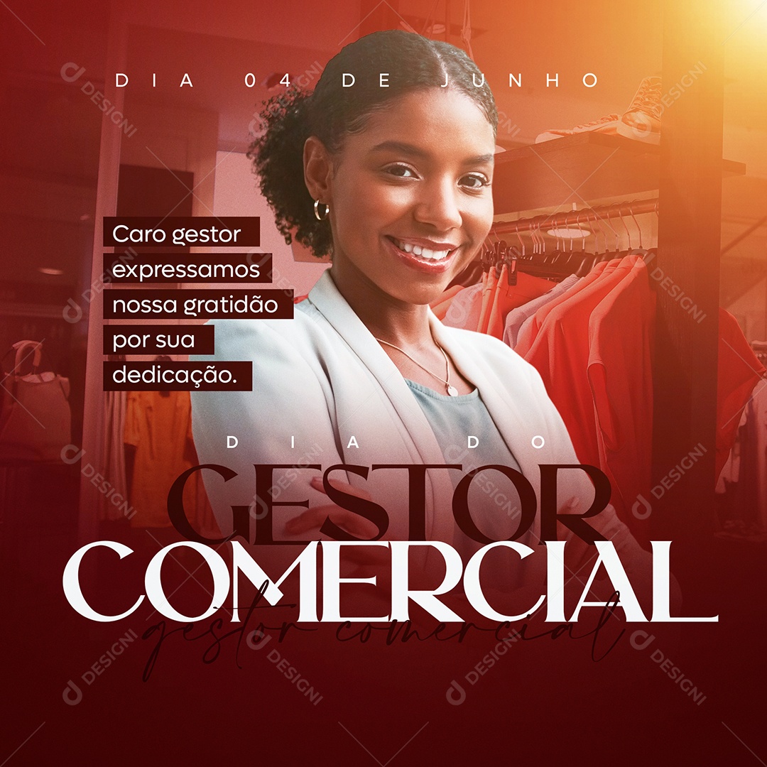 Dia Do Gestor Comercial Sua Dedicação Social Media PSD Editável