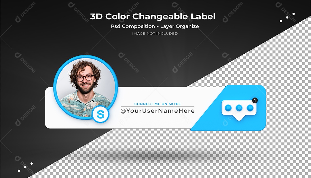 Ícone De Perfil Skype Elemento 3D Para Composição PSD