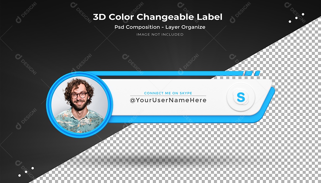 Ícone De Perfil Skype Elemento 3D Para Composição PSD