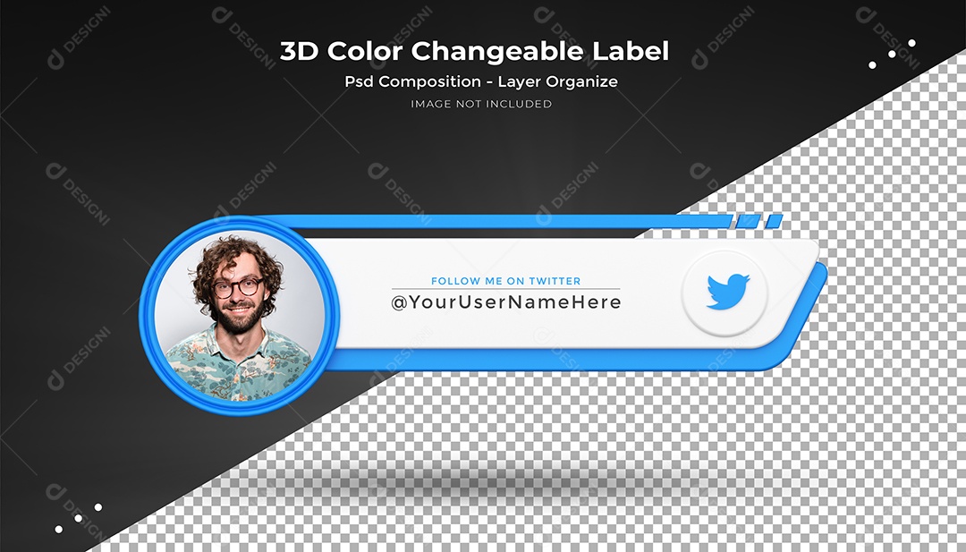 Ícone De Perfil Twitter Elemento 3D Para Composição PSD