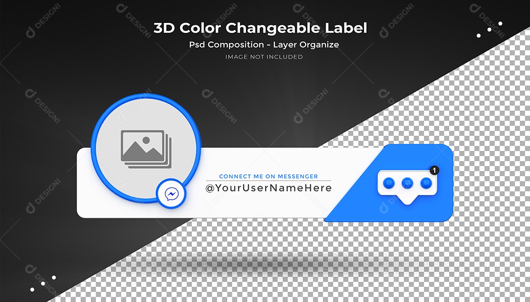 Ícone De Perfil Messenger Elemento 3D Para Composição PSD