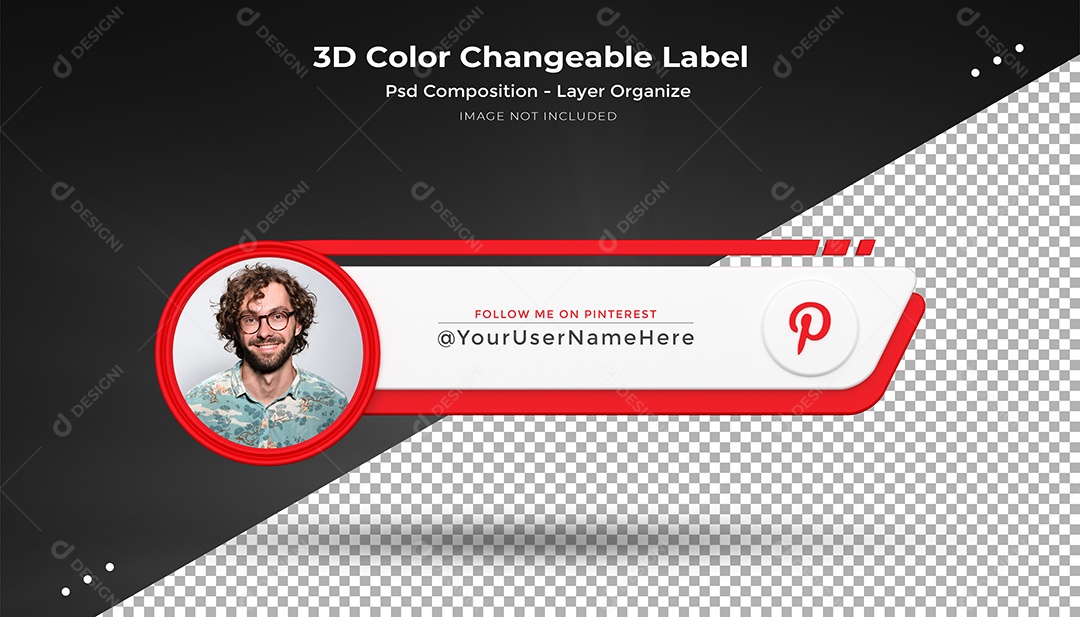 Ícone De Perfil Pinterest Elemento 3D Para Composição PSD