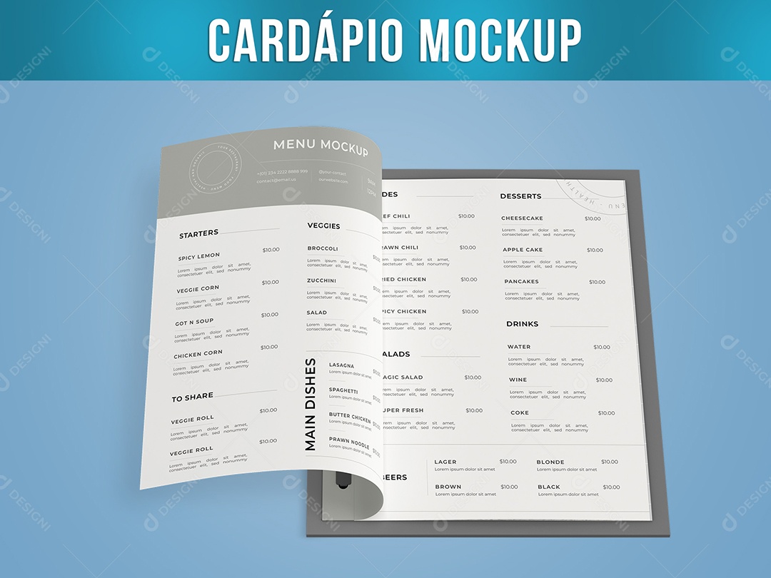 Cardápio Mockup Menu PSD Editável
