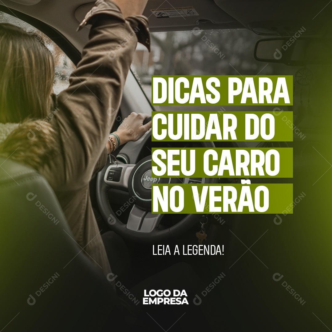 Dicas Para Cuidar do Seu Carro no Verão Social Media PSD Editável