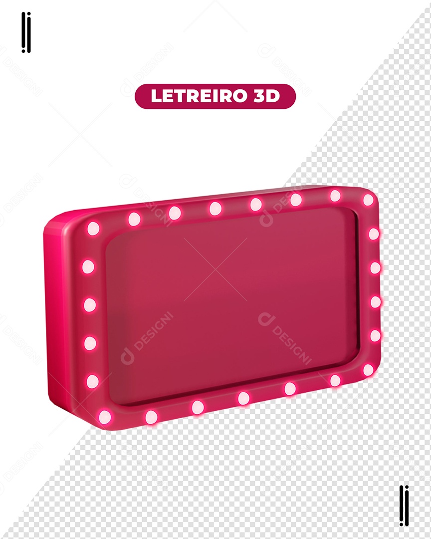 Elemento 3D Letreiro Roda Com Luzes Para Composição PSD