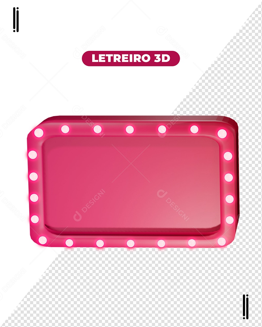 Elemento 3D Letreiro Roda Com Luzes Para Composição PSD