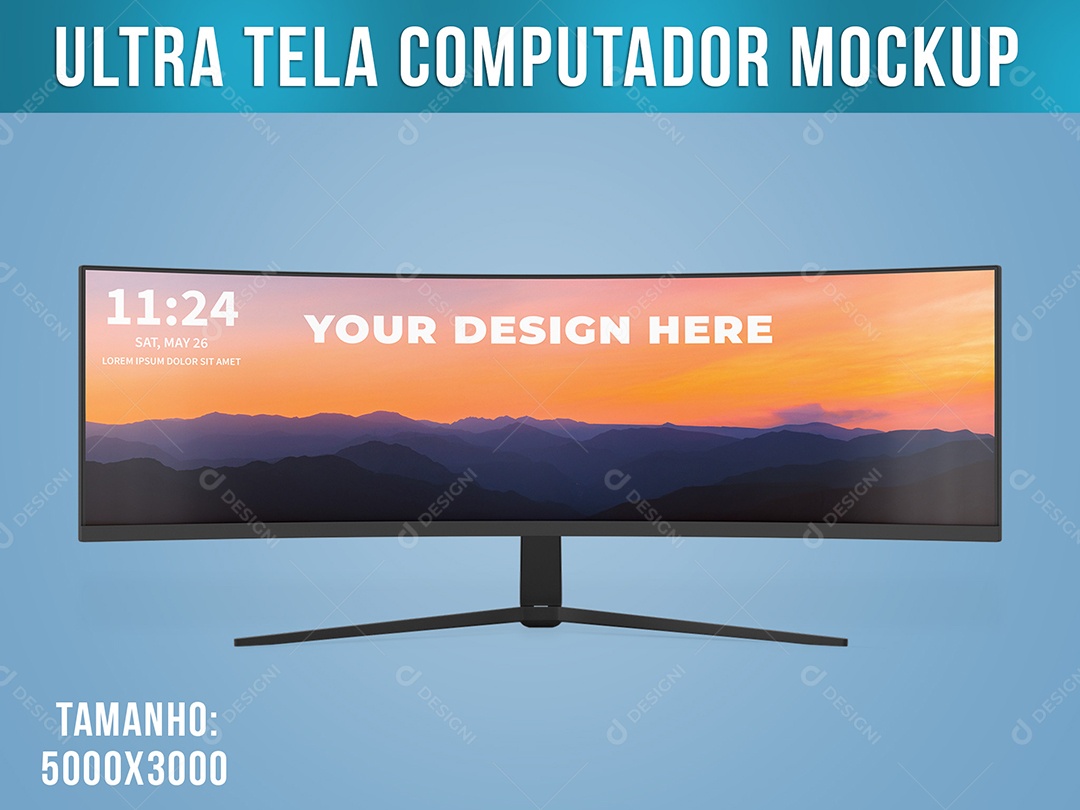 Tela Ultra Larga Mockup Computador PSD Editável