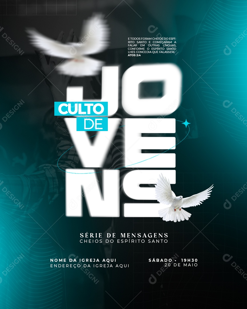 Culto de Jovens Social Media PSD Editável