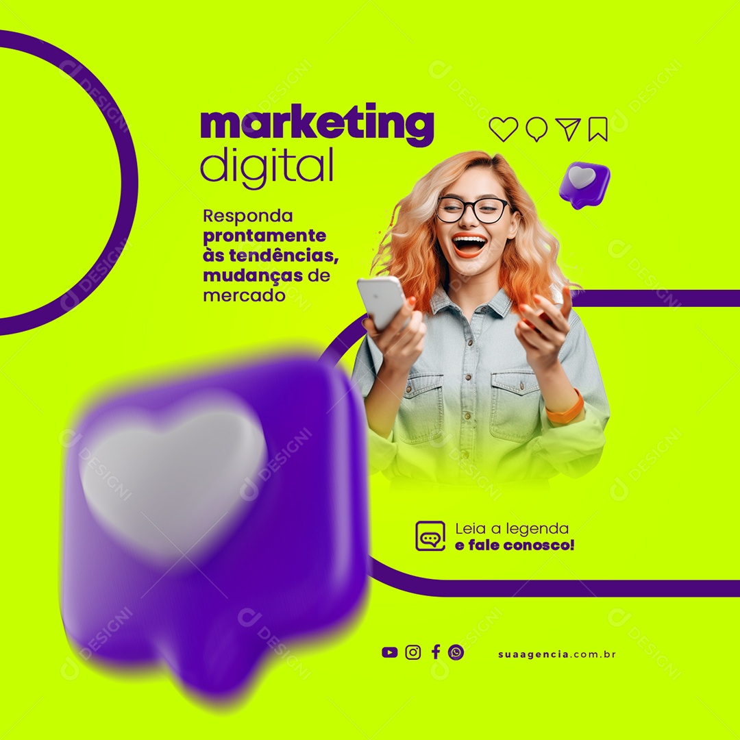Responde Prontamente Às Tendências Marketing Digital Social Media PSD Editável