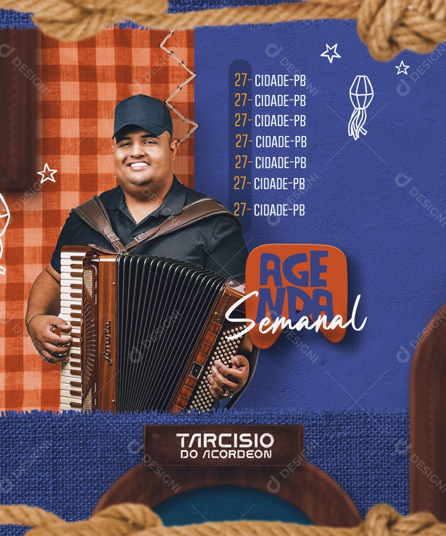 Flyer Agenda Semanal Shows Social Media PSD Editável