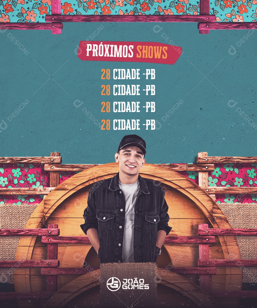 Flyer Próximo Shows João Gomes Social Media PSD Editável