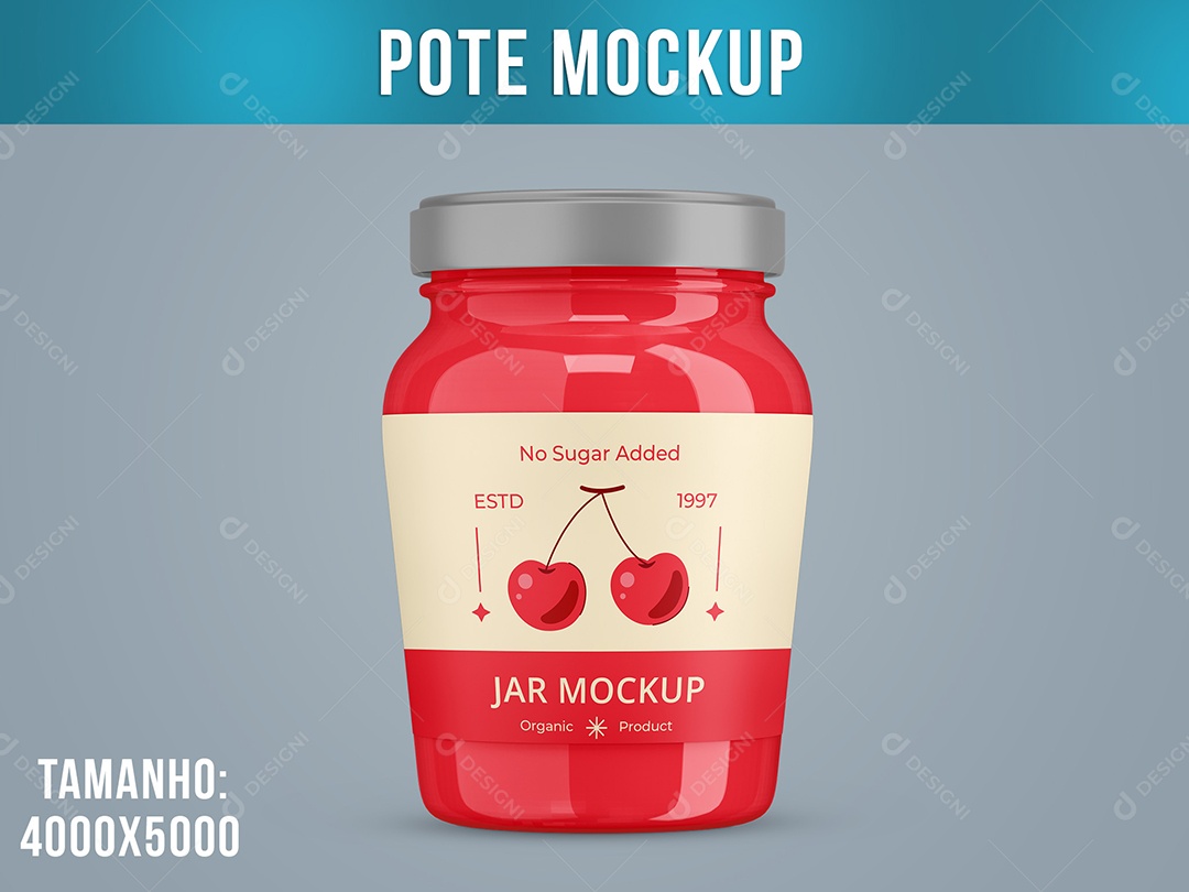 Pote Embalagem Mockup Vidro Geléia Doce Conserva PSD Editável