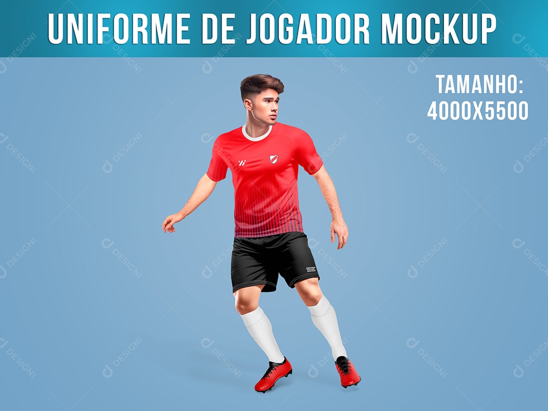 Jogador de Futebol Mockup Uniforme Time PSD Editável