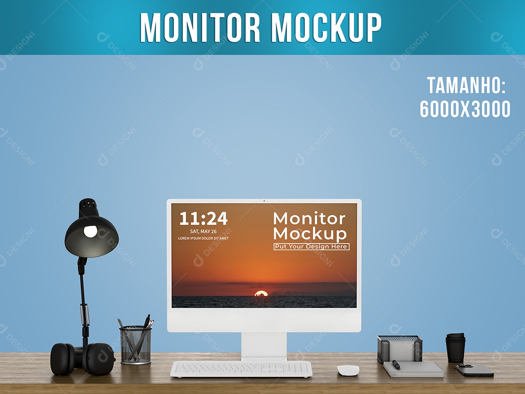 Computador Monitor Mockup PSD Editável