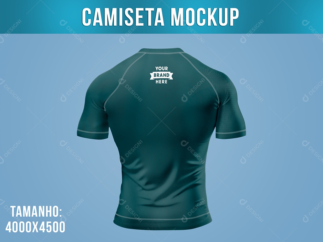 Camiseta Fitness Mockup Manga Curta Vista Costas PSD Editável