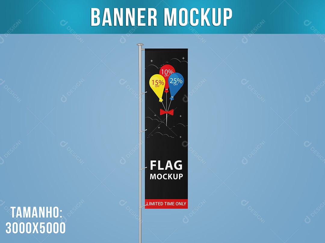 Placa Publicitária Vertical Mockup Banner PSD Editável