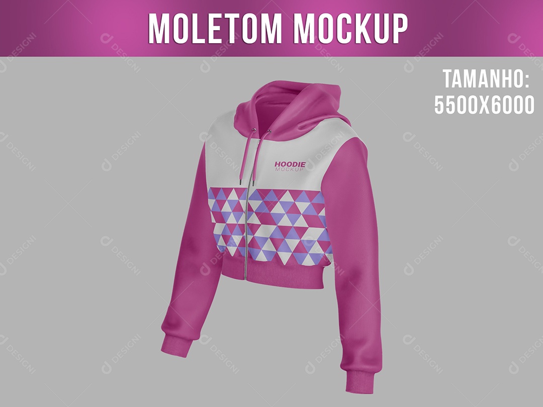 Moletom Curto Mockup Feminina Vista Lateral PSD Editável