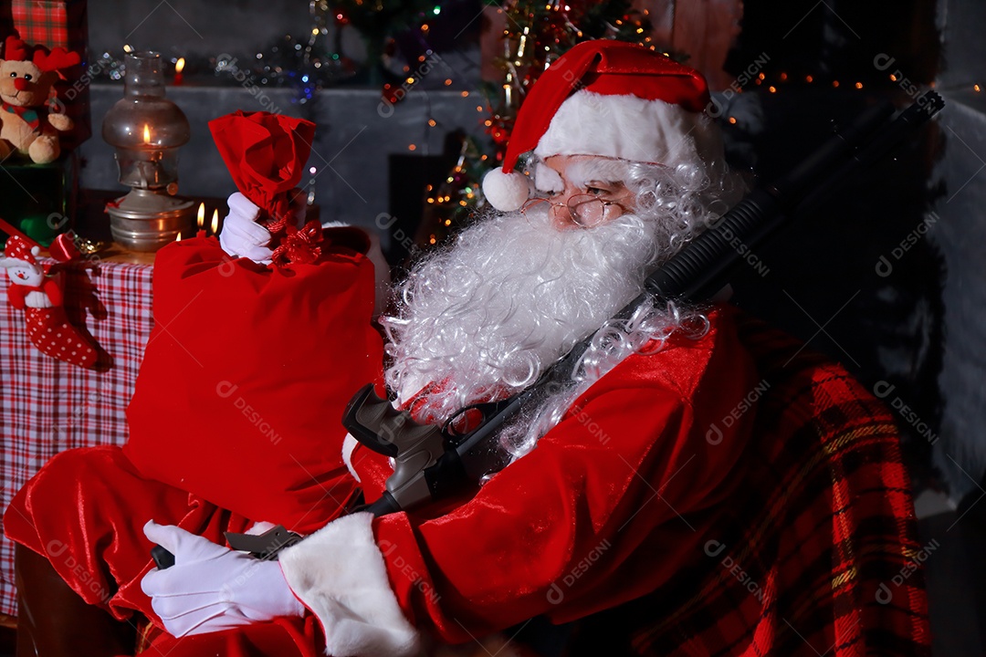 Conceito de Natal. Retrato de um Papai Noel de conto de fadas.