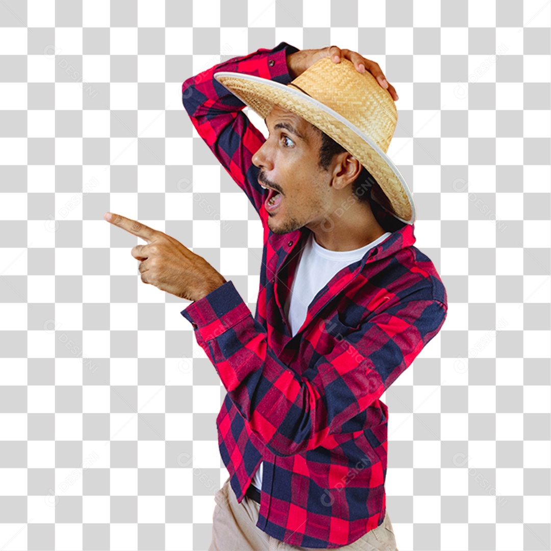 Homem de Camisa Quadriculada Para Festa Junina PNG Transparente