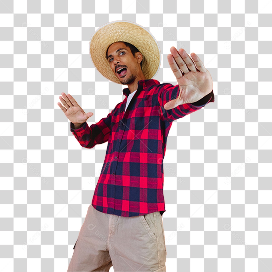 Homem de Camisa Quadriculada Para Festa Junina PNG Transparente