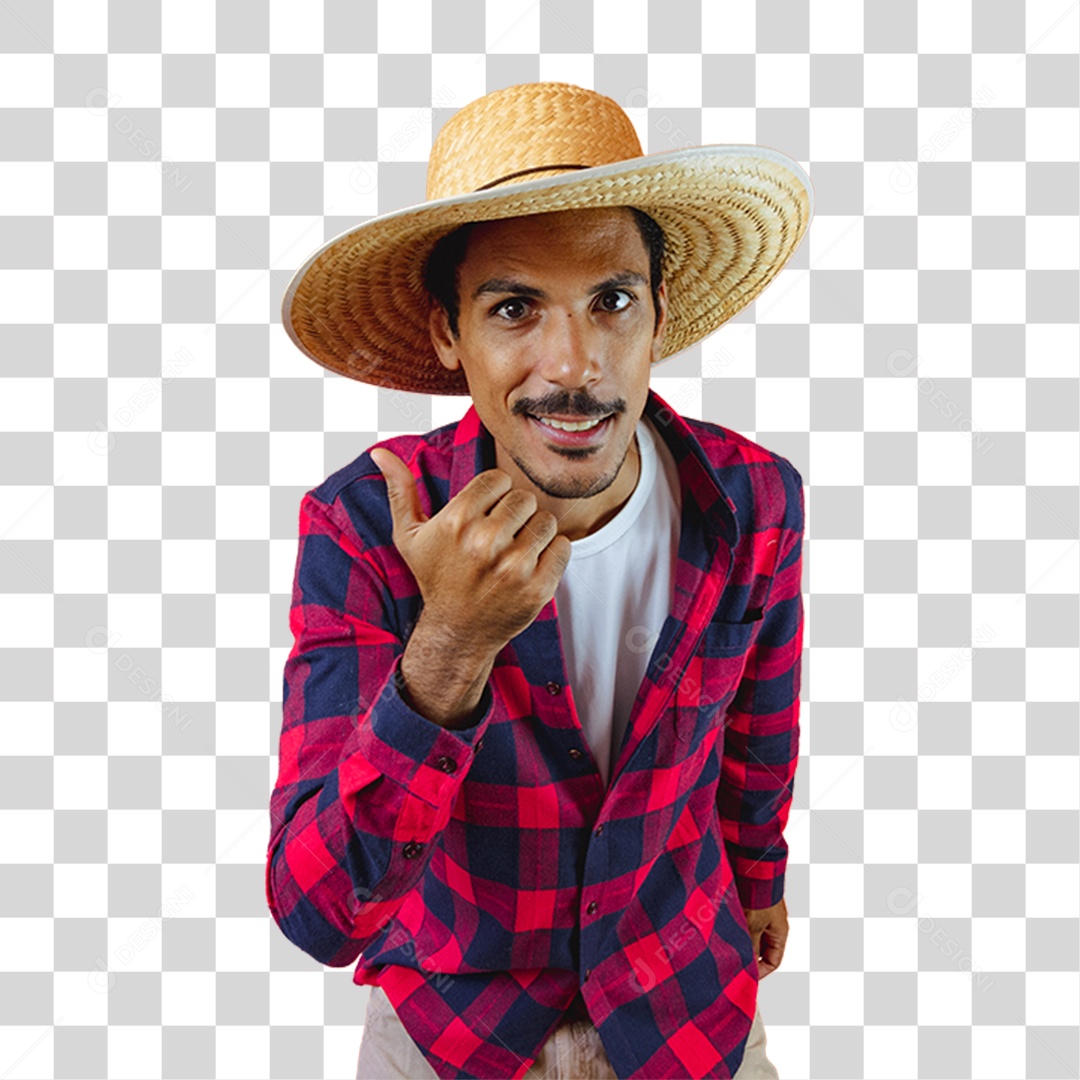 Homem de Camisa Quadriculada Para Festa Junina PNG Transparente