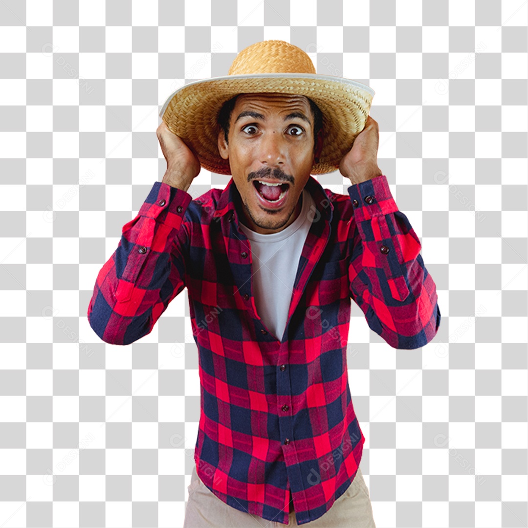Homem de Camisa Quadriculada Para Festa Junina PNG Transparente