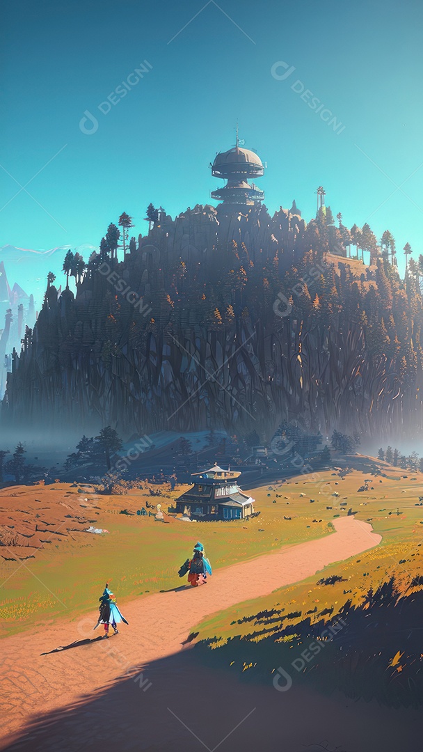 Imagem realista Anime paisagem.