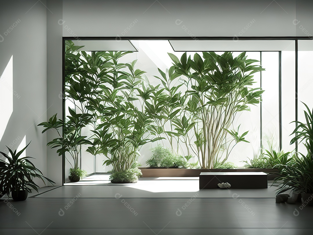 Sala zen para meditação com cristais e lotes