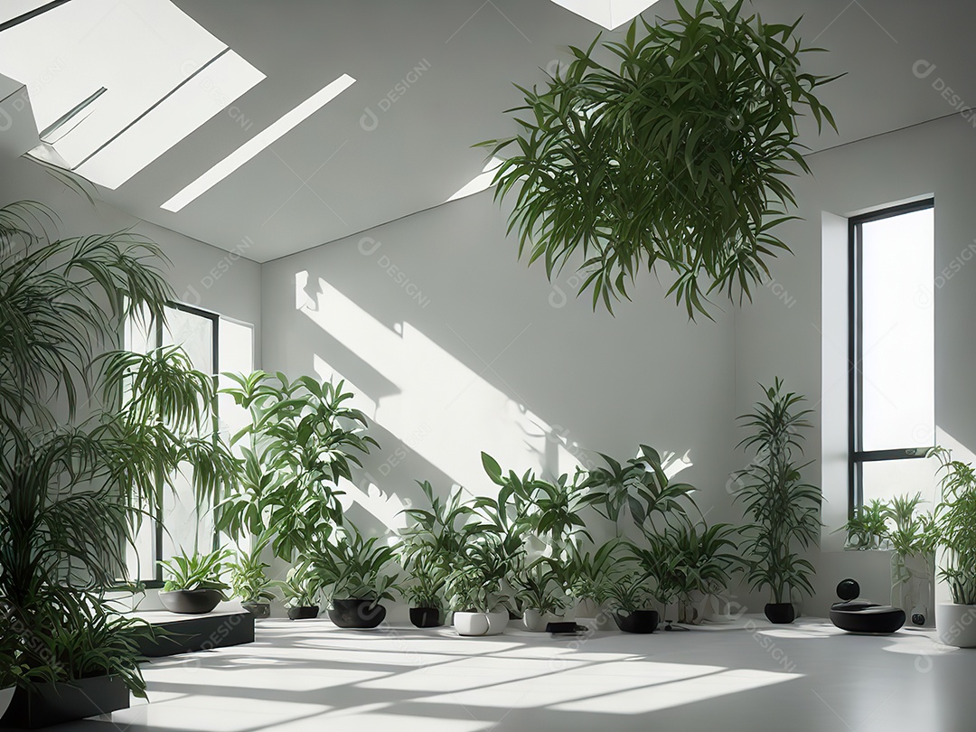 Sala zen para meditação com cristais e lotes