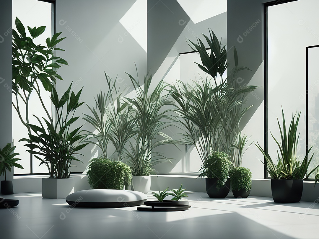 Sala zen para meditação com cristais e lotes