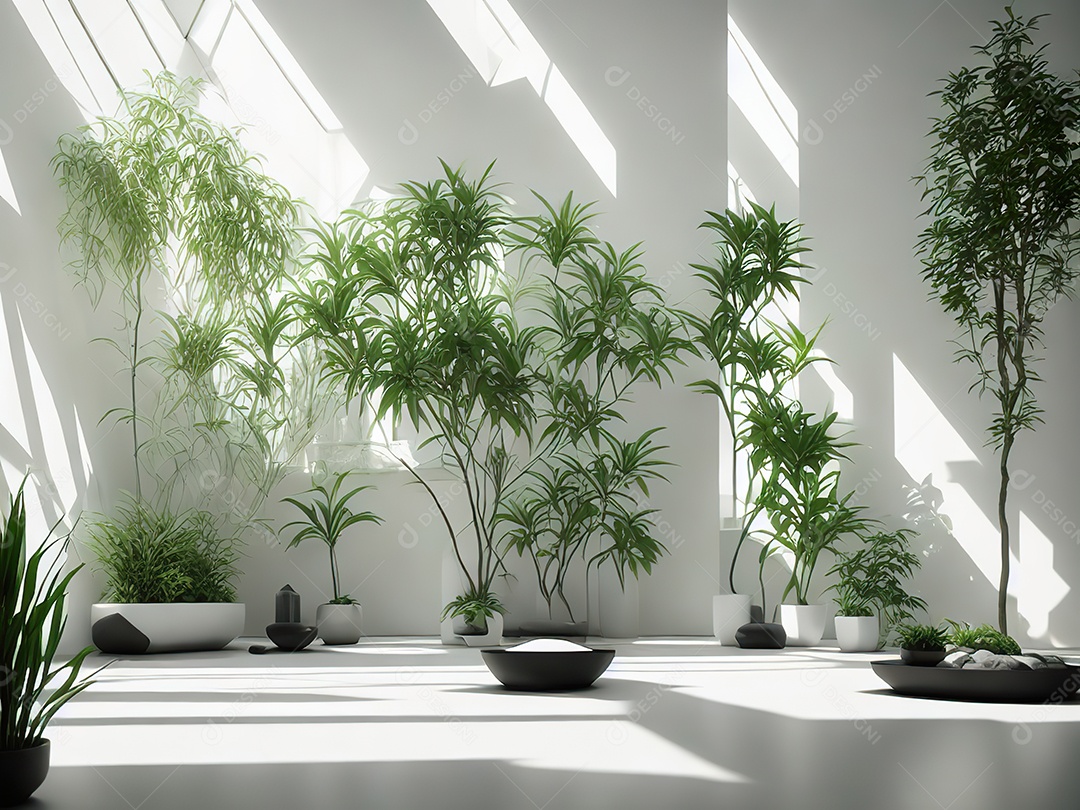 Sala zen para meditação com cristais e lotes