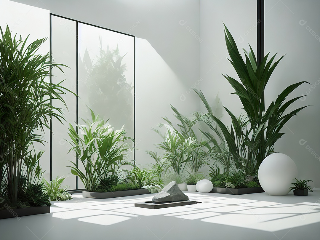 Sala zen para meditação com cristais e lotes