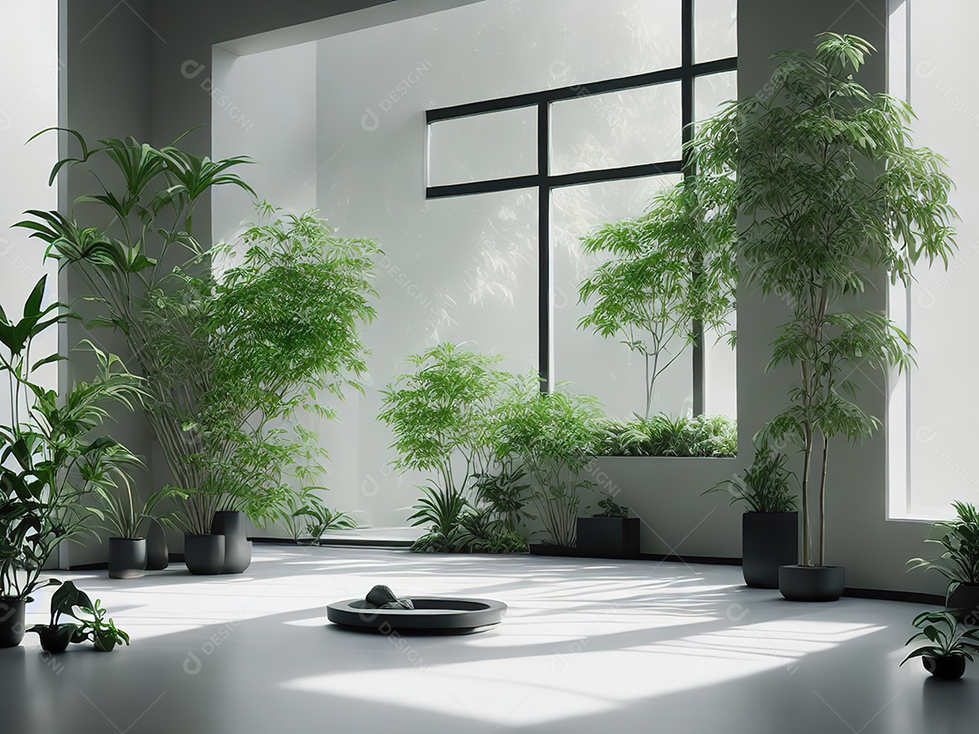 Sala zen para meditação com cristais e lotes