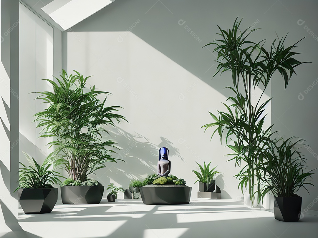 Sala zen para meditação com cristais e lotes