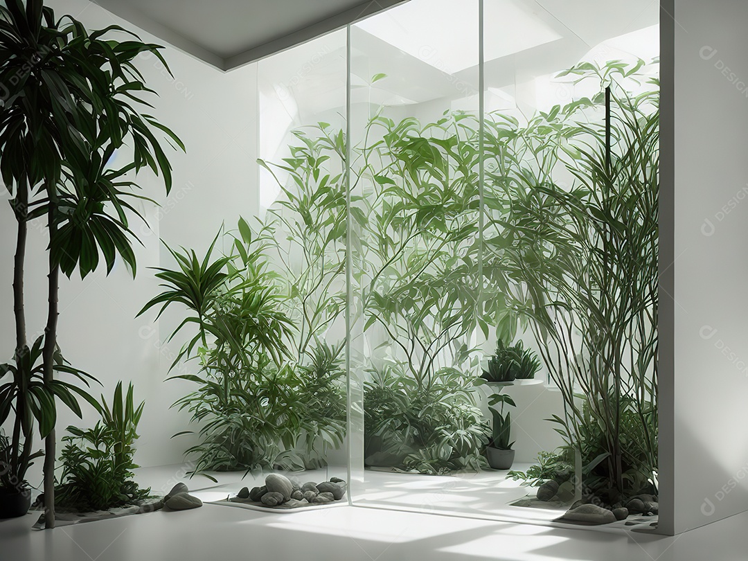 Sala zen para meditação com cristais e lotes