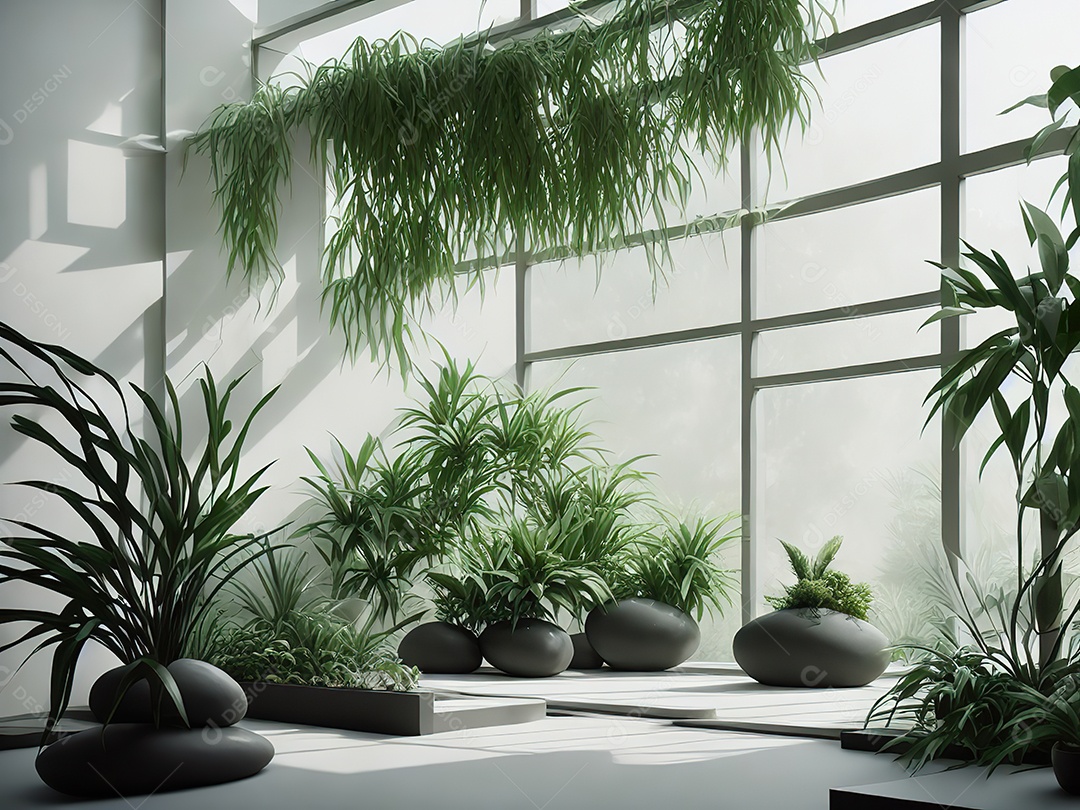 Sala zen para meditação com cristais e lotes