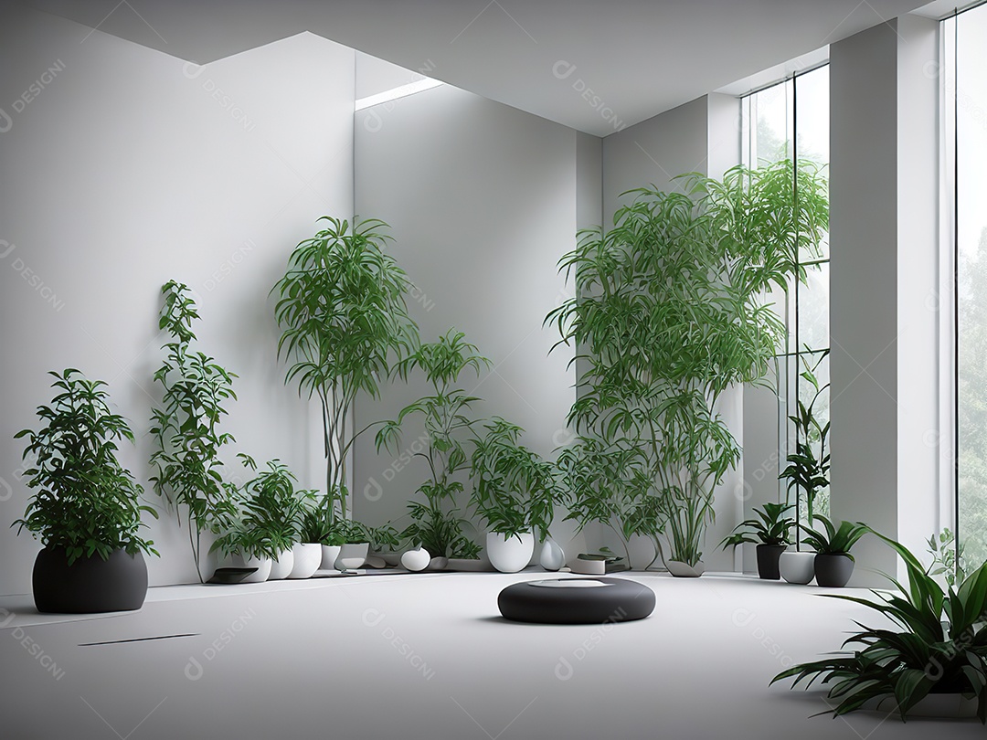 Sala zen para meditação com cristais e lotes