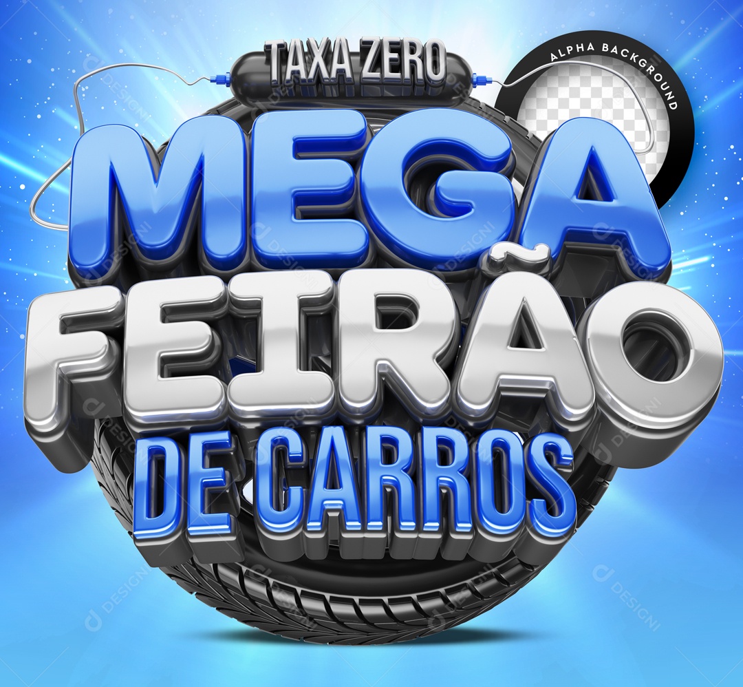 Mega Feirão De Carros Taxa Zero Concessionária Selo 3D Para Composição PSD