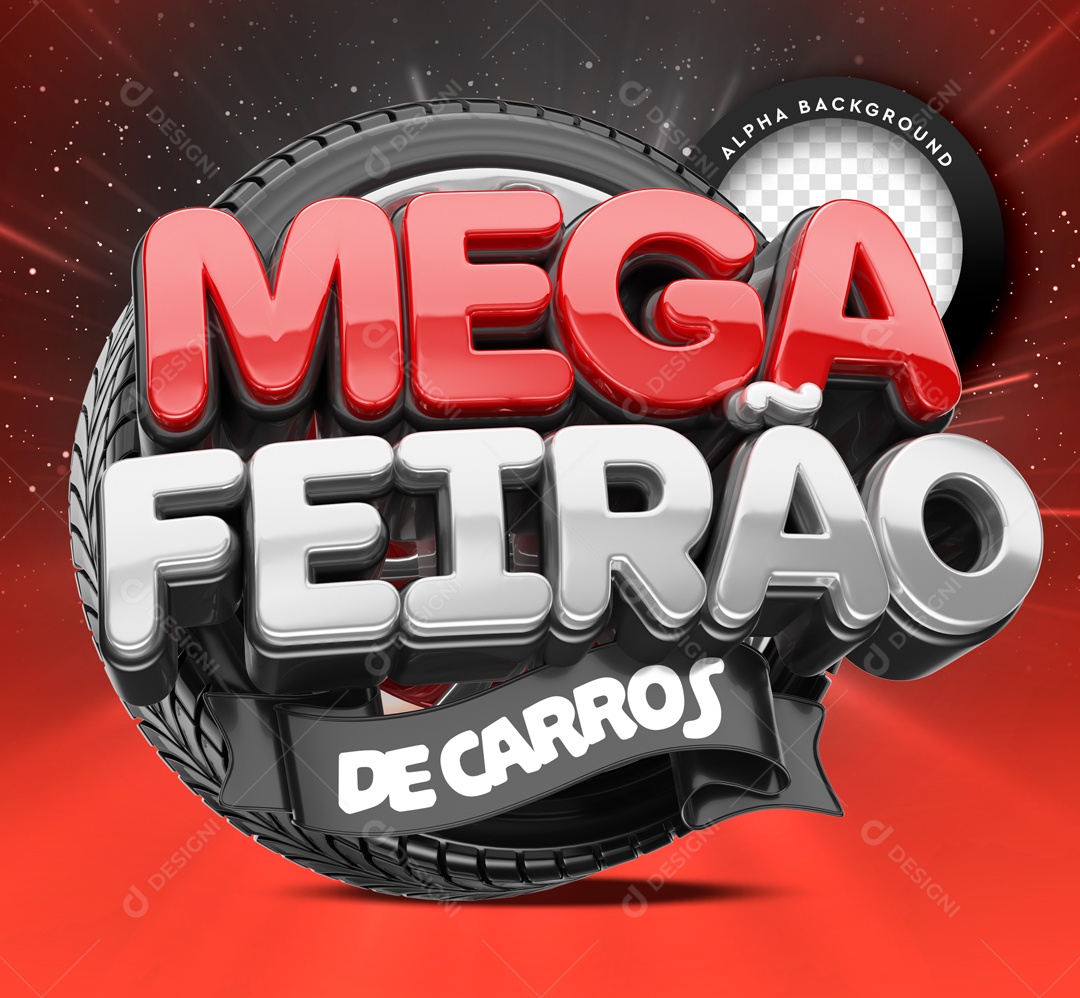Mega Feirão De Carros Concessionária Selo 3D Para Composição PSD
