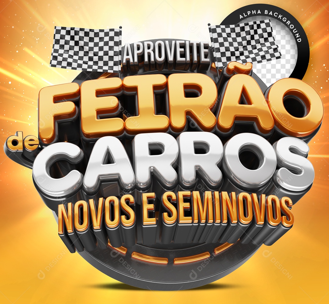 Selo 3D Aproveite Feirão De Carros Novos E Seminovos Para Composição PSD