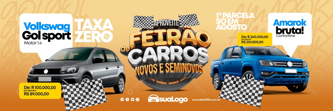 Social Media Banner Feirão De Carros Novos E Seminovos PSD Editável
