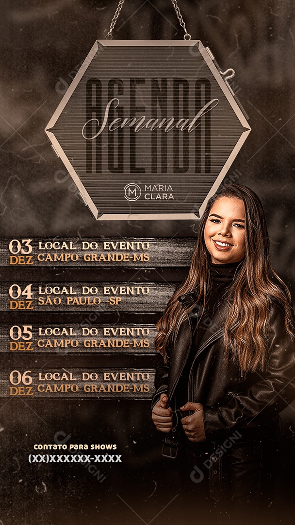 Flyer Story Agenda Semanal Artista Social Media PSD Editável