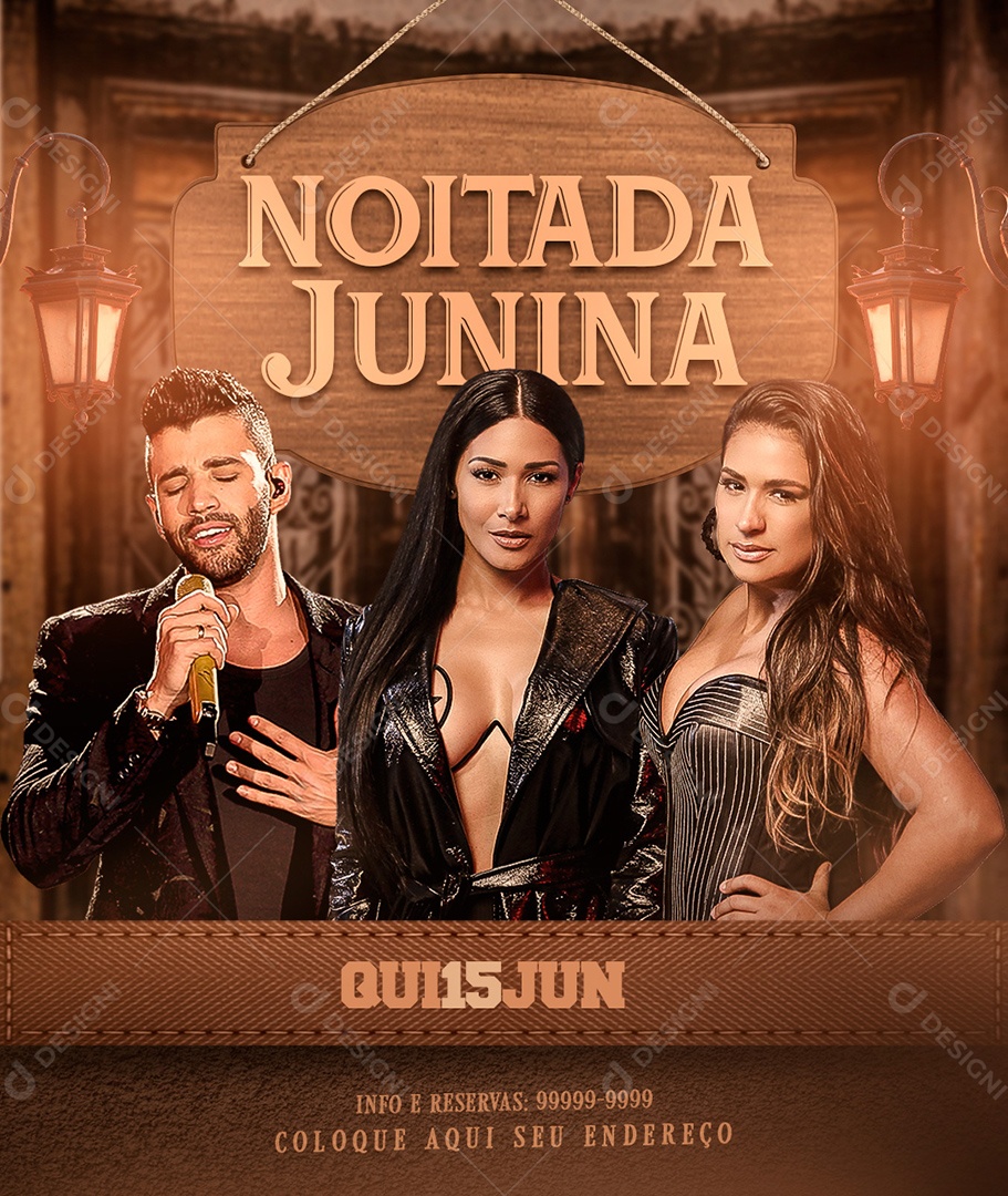 Flyer Noitada Junina Social Media PSD Editável