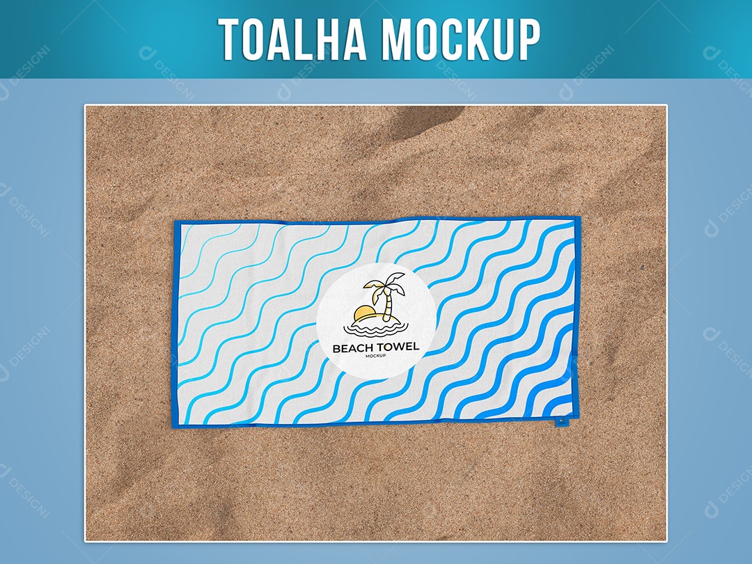 Toalha na Praia Mockup Banho Retangular Sol Calor Verão PSD