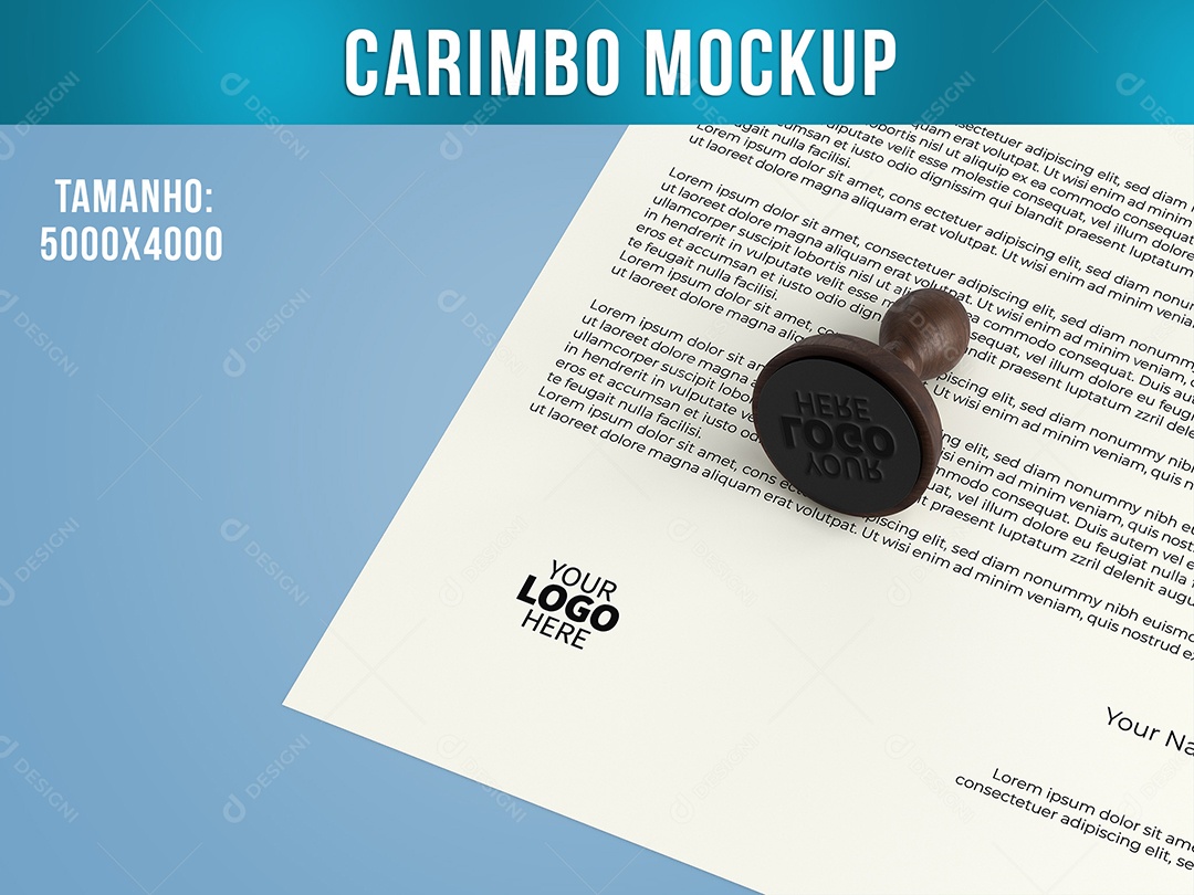 Carimbo Mockup Papel Trabalho PSD Editável