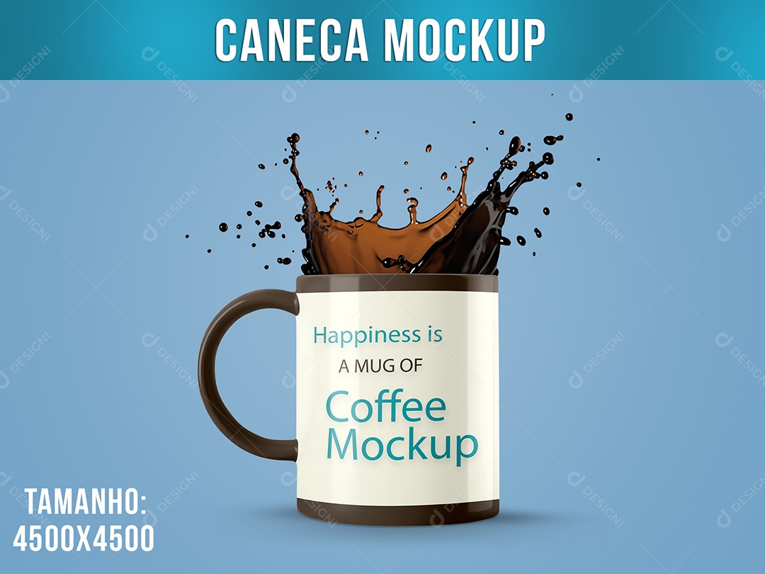Caneca Mockup Splash Café PSD Editável