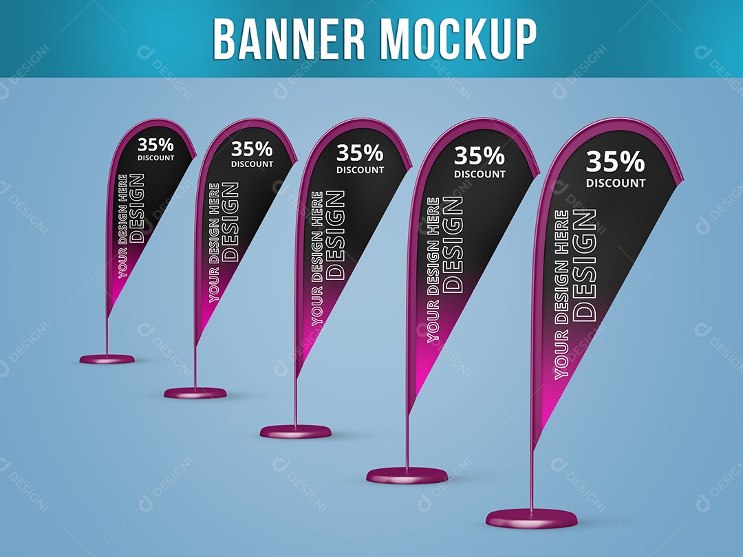 Placa Banner Mockup Informação PSD Editável